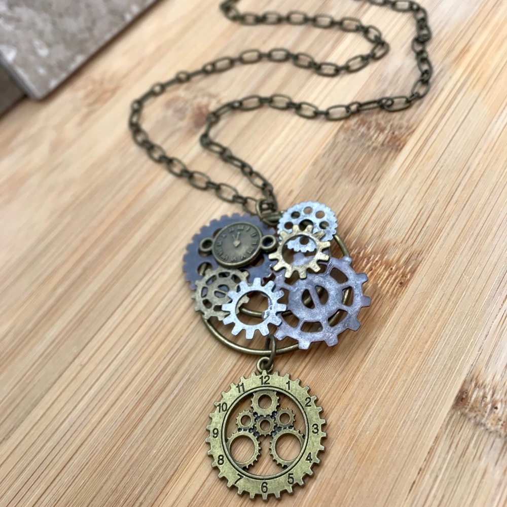 Steampunk Necklace Handmade Repurposed Unique
